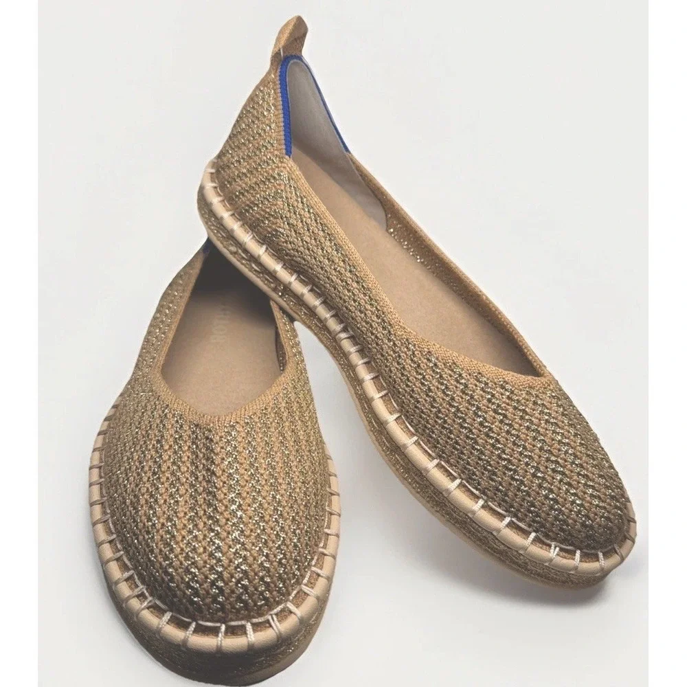 Rothy's Espadrille in Gold Stripe Women's Size 6 Lk Nw RARE FIND